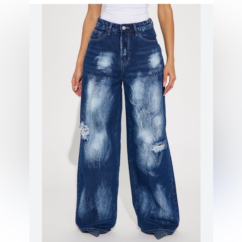 Nwt Fashion Nova Driven Drop Waist Baggy Jeans